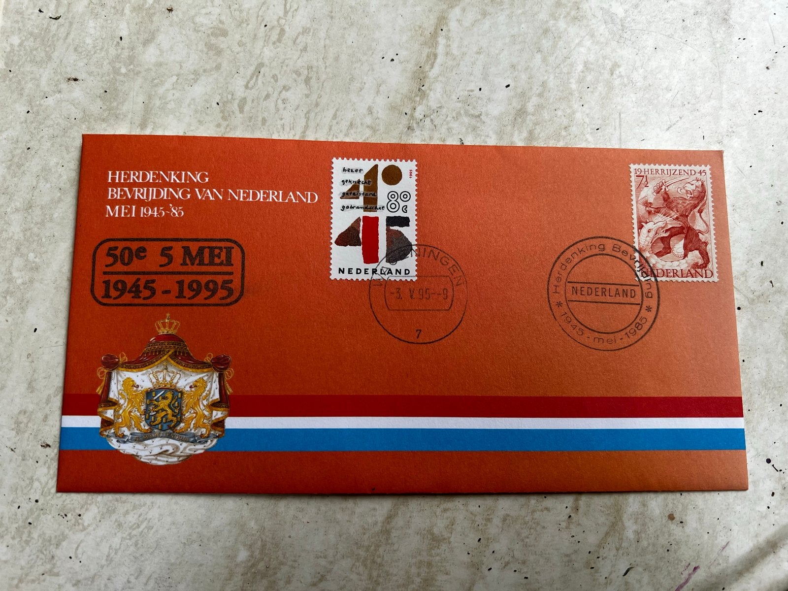 Herdenkingszegel Bevrijding Nederland 5 mei 1945-1995, Ophalen of Verzenden, Onbeschreven, Nederland