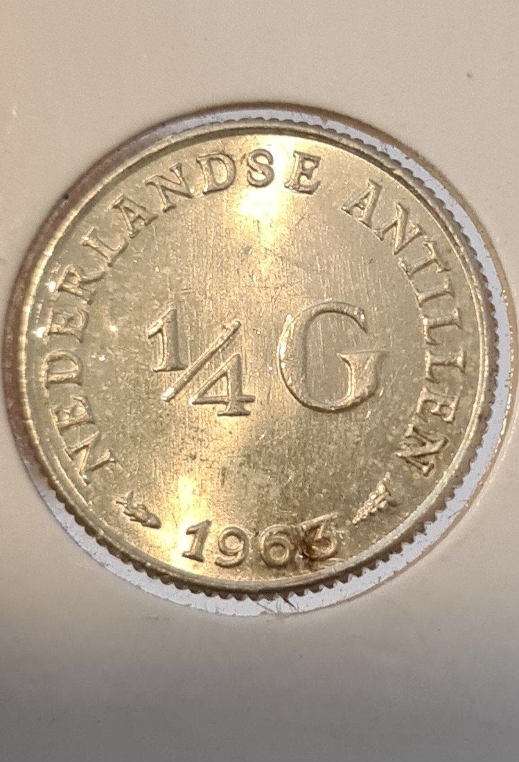1/4 gulden 1963 Antillen weer mooi cartwheelertje ;-), Koningin Juliana, Zilver, 25 cent, Ophalen of Verzenden