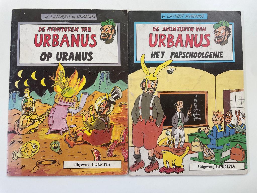 E004 Stripboeken De avonturen van Urbanus Uranus Papschool, Meerdere stripboeken, Ophalen of Verzenden, Gelezen, Linthout en Urbanus