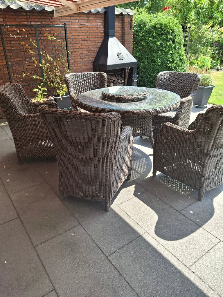 Exclusieve 4 Seasons Outdoor Tuinset (Brighton - Pure), Ophalen, 5 zitplaatsen, Zo goed als nieuw, Wicker