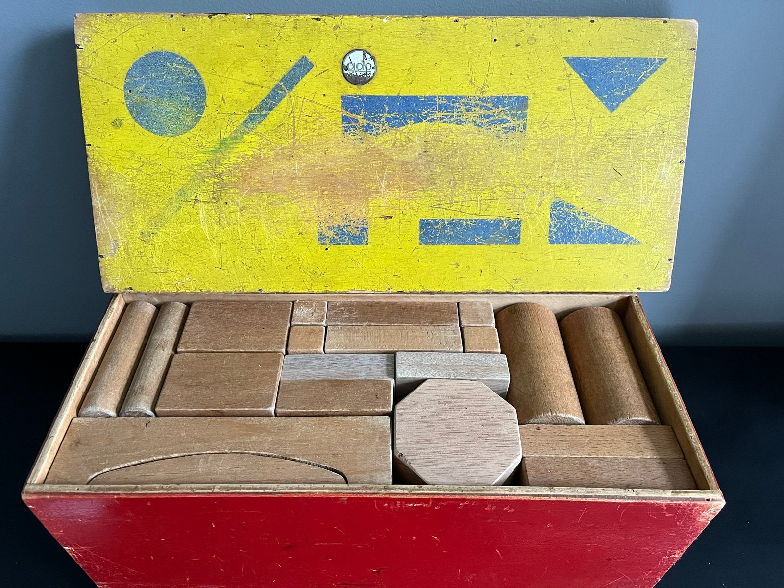 Vintage ADO Blokkendoos met Houten Blokken - Compleet, Verzenden, Gebruikt, Bouwen