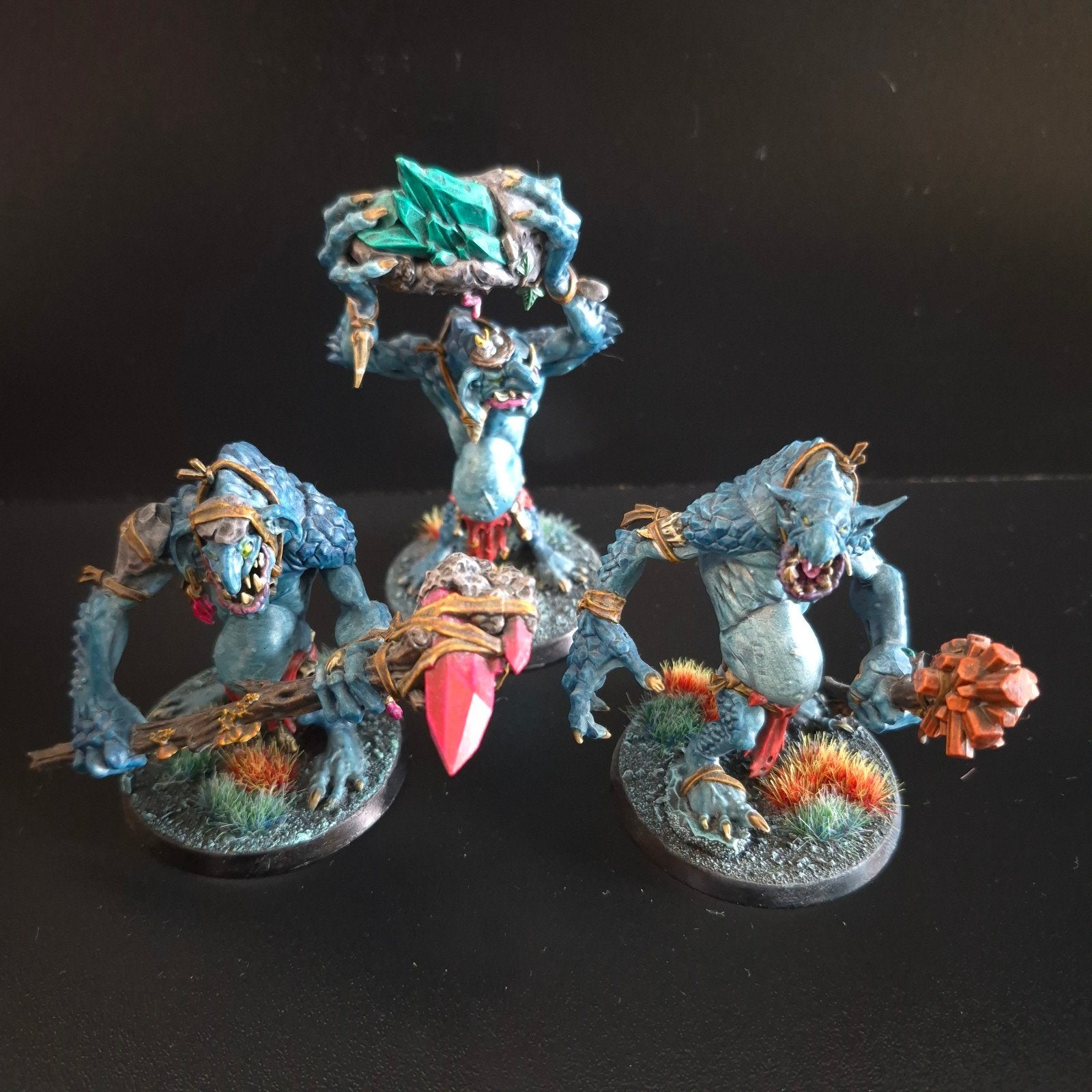 Warhammer Age of Sigmar: 3x Rockgut Troggoths Geschilderd, Ophalen of Verzenden