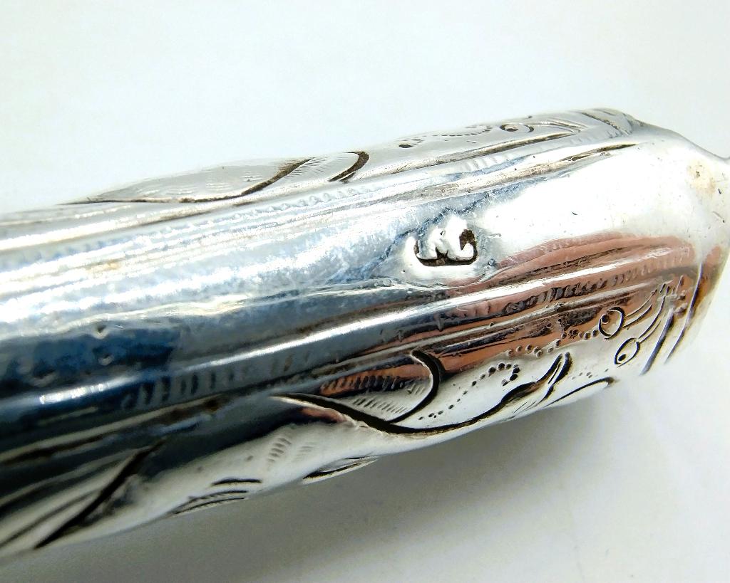 Mes met zilveren heft, J. van Leek, Leeuwarden, 18e eeuws., Verzenden, Zilver