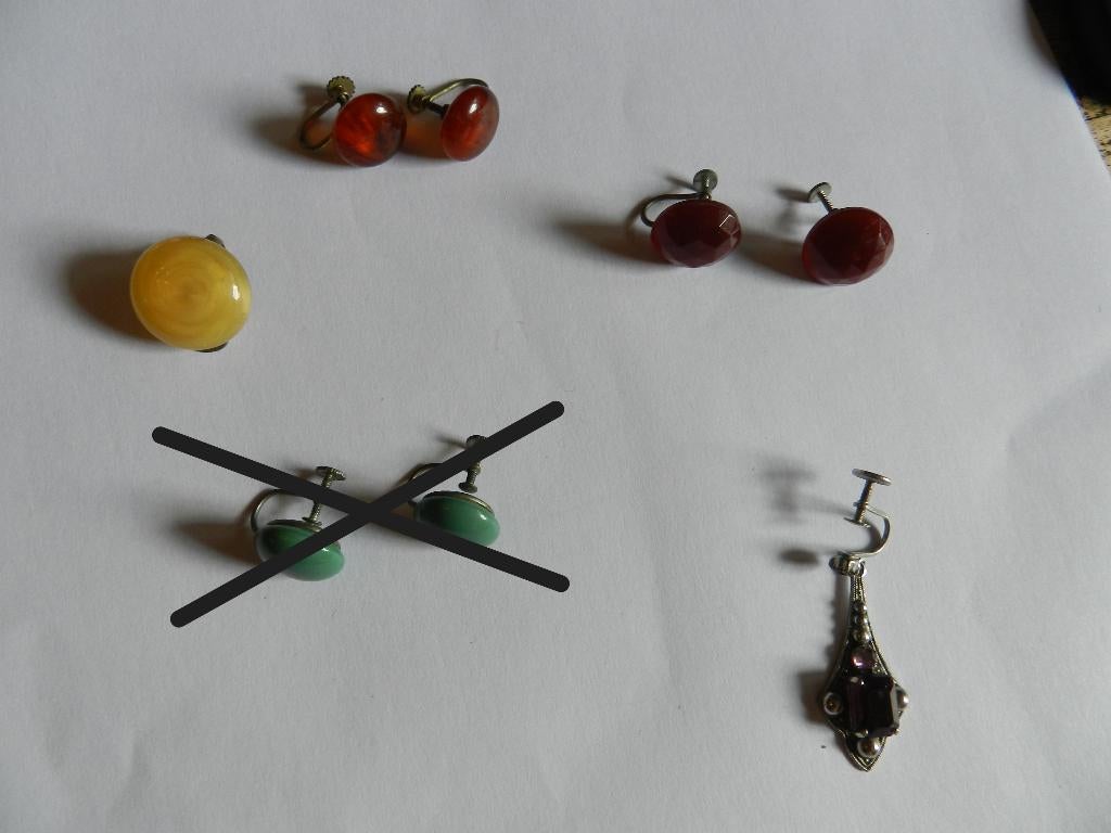 Diverse antieke oorbellen met edelstenen., Verzenden, Zilver, Ring