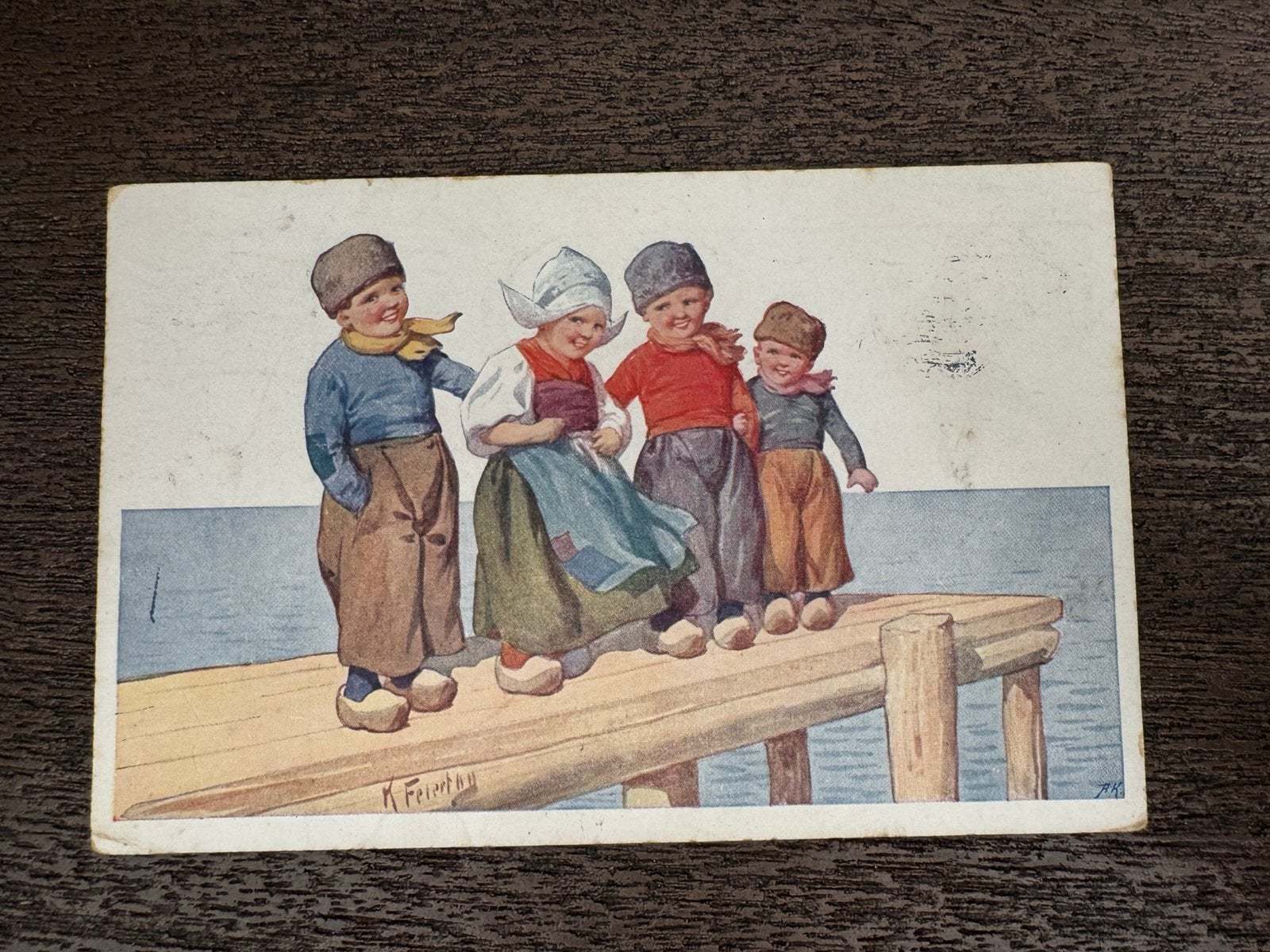 Feiertag kinderen op steiger 1914, Ophalen of Verzenden, Voor 1920, Kinderen