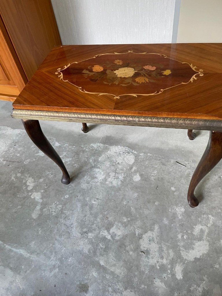 Mooie kleine bijzettafel Sorrento stijl, Minder dan 55 cm, Gebruikt, Rechthoekig, Hout