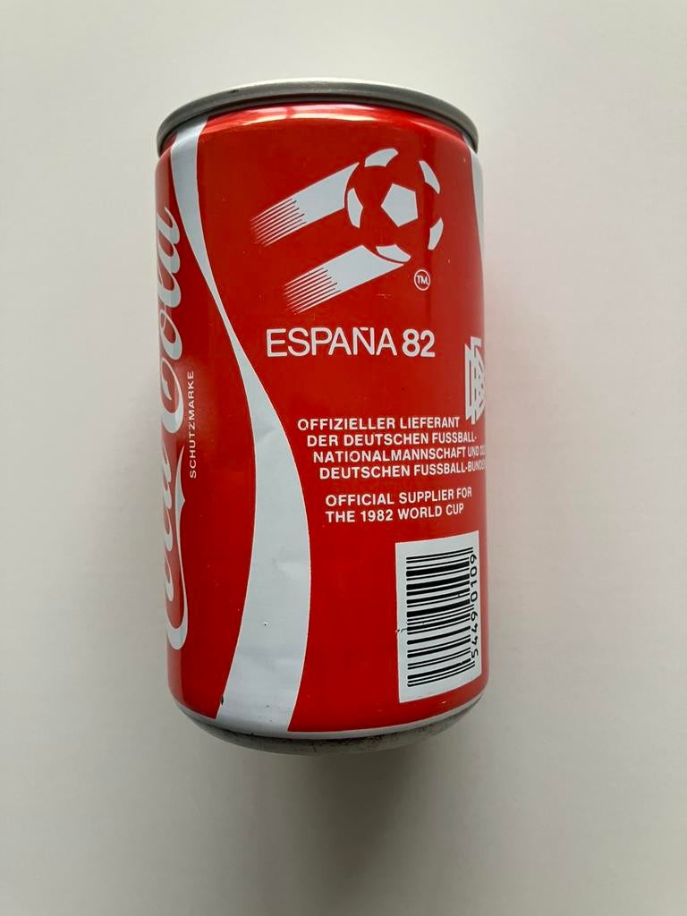 Coca Cola Blikje 1982 WK Voetbal - 44 jaar oud, Verzamelen, Merken en Reclamevoorwerpen, Verzenden, Zo goed als nieuw, Gebruiksvoorwerp