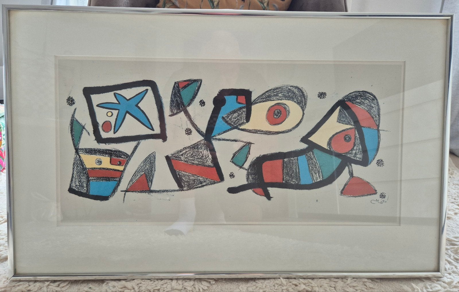 Ingelijste kunstdruk/offsetlitho van Miró, Antiek en Kunst, Ingelijst, Ophalen, Abstract, Offsetdruk