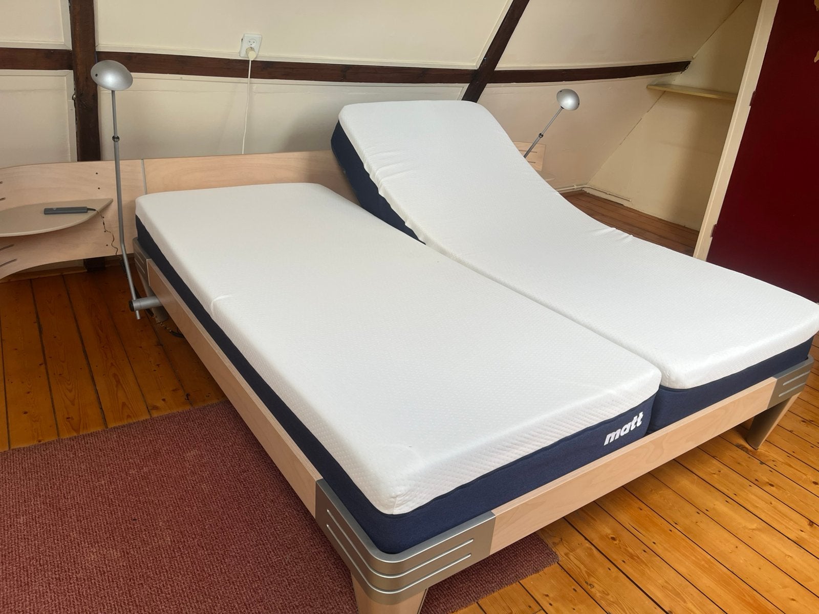 Auping kingsize bed met elektrisch verstelbare bedbodems, Ophalen, Gebruikt, Tweepersoons