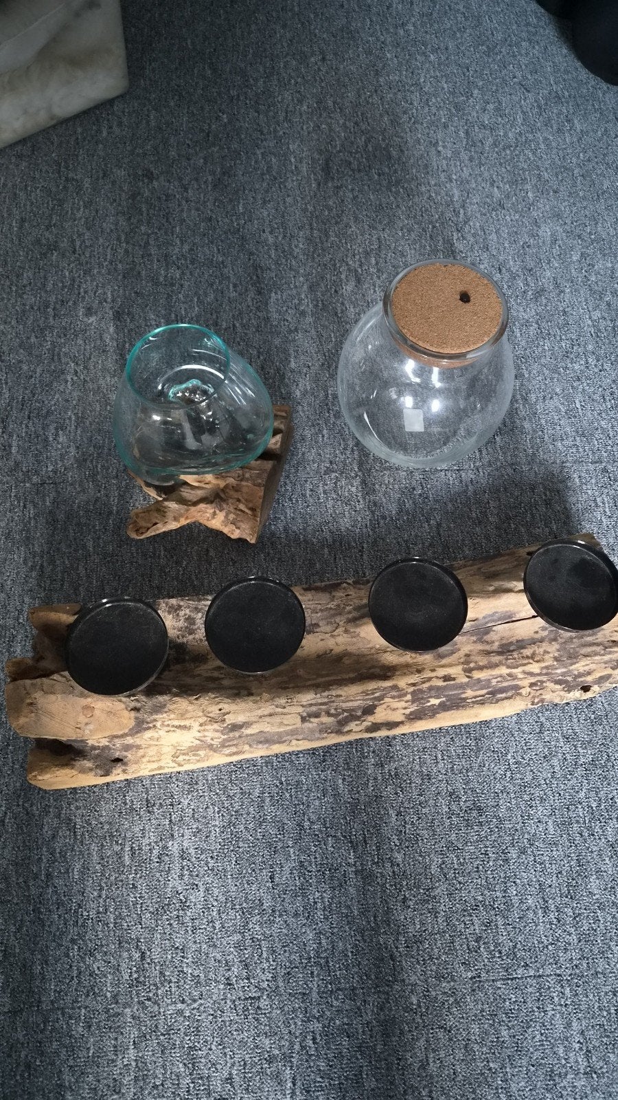 kaarsenstandaard en vaas, Ophalen, Hout