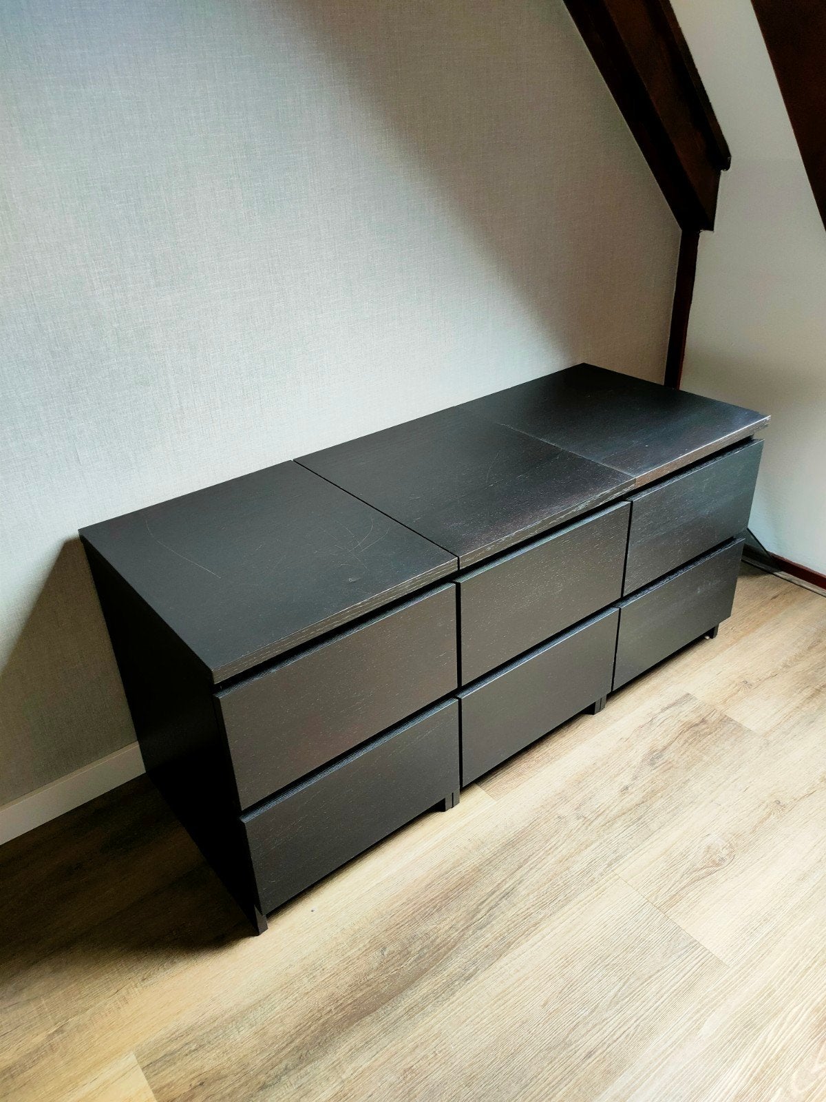 IKEA MALM ladekastjes (set van 3) – Zwartbruin, Ophalen, Gebruikt, 100 tot 150 cm, 5 laden of meer