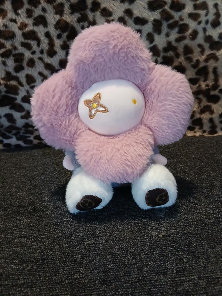 Leuke paarse bloem knuffel met Louis Vuitton-achtig logo, Paars, Overige merken, Overige karakters, Overige typen