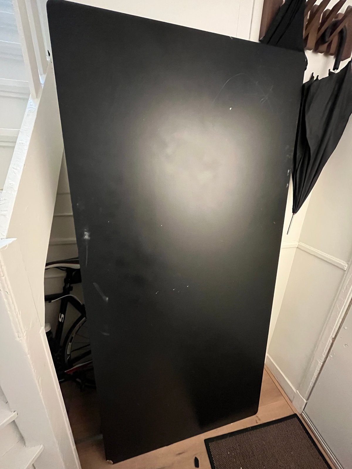 Gebruikt zwart tafelblad 190x90 cm met beschadiging, Ophalen, Gebruikt, 50 tot 100 cm, Rechthoekig