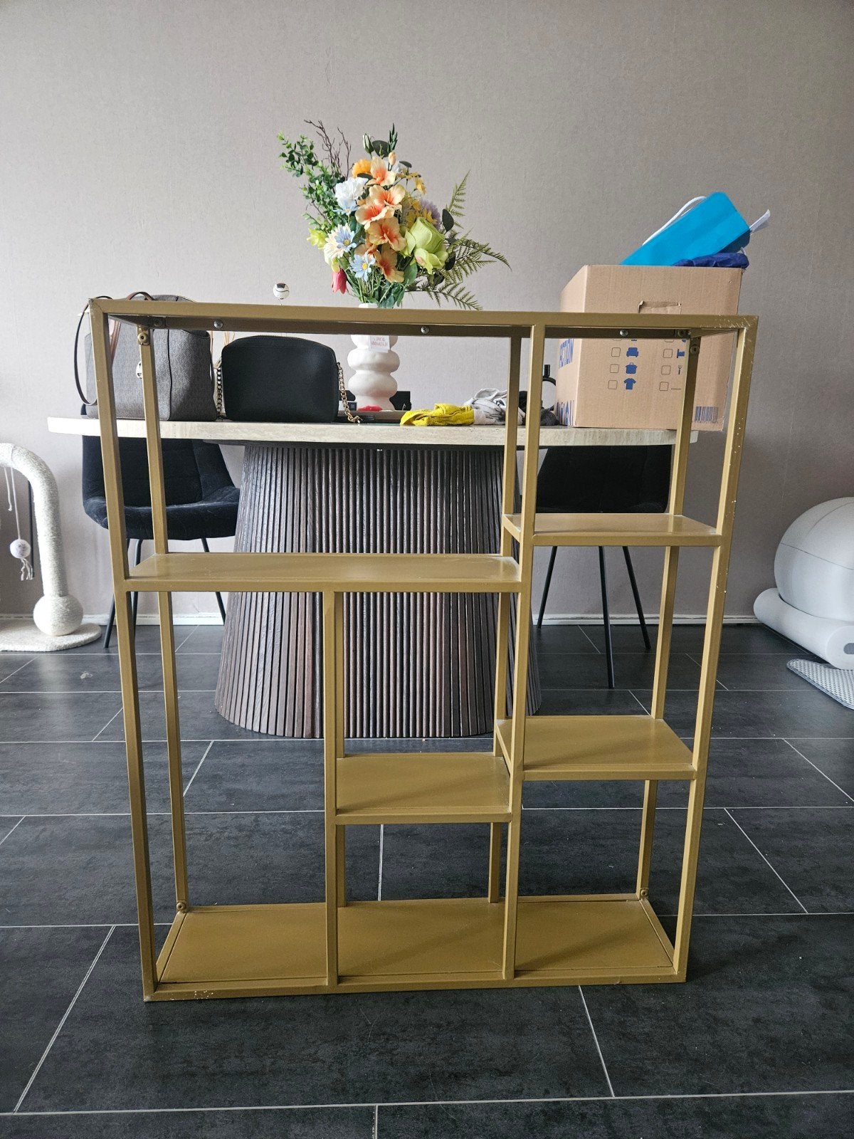 Goudkleurig metalen wandrek/boekenplank, Ophalen, Zo goed als nieuw