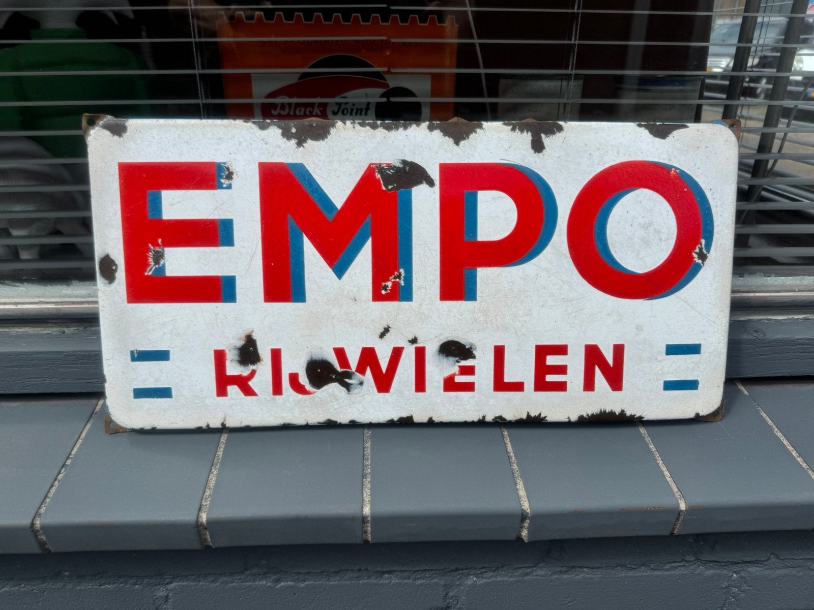 Vintage Emaille Reclamebord EMPO Rijwielen, Ophalen of Verzenden