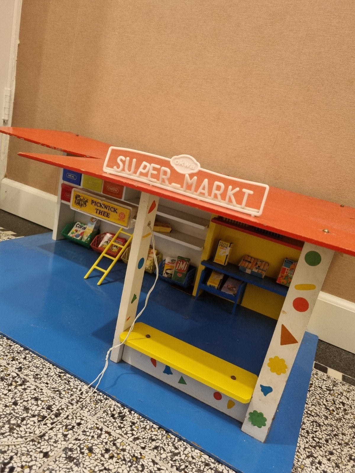 Okwa Vintage Houten Speelgoed Supermarkt met Accessoires, Ophalen of Verzenden, Jongen of Meisje