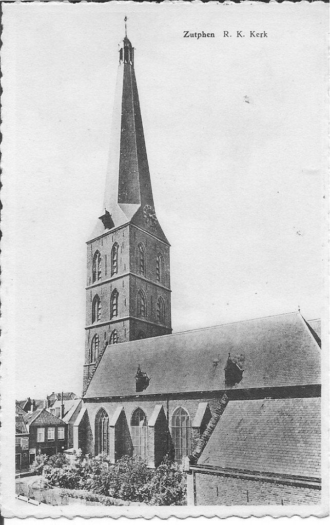Zutphen R.K. Kerk - Oude Ansichtkaart, Ophalen of Verzenden, 1940 tot 1960, Gelopen, Gelderland