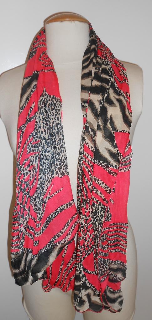 H&M sjaal rood met dierenprint, Maat 38/40 (M), H&M, Ophalen of Verzenden, Zo goed als nieuw