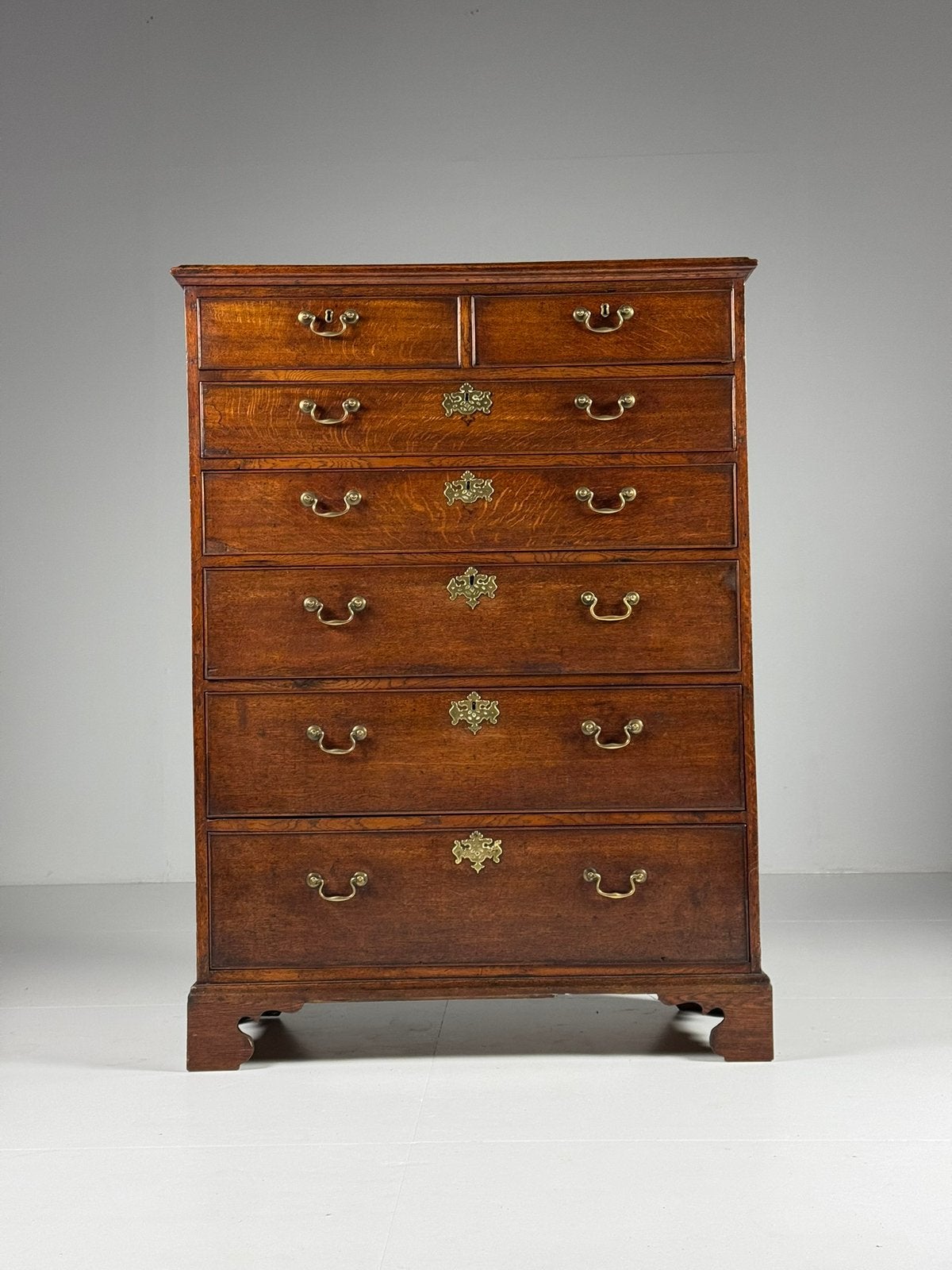 Ladekast Tallboy 19e eeuw antiek, Ophalen, Eikenhout, 50 tot 100 cm, Zo goed als nieuw
