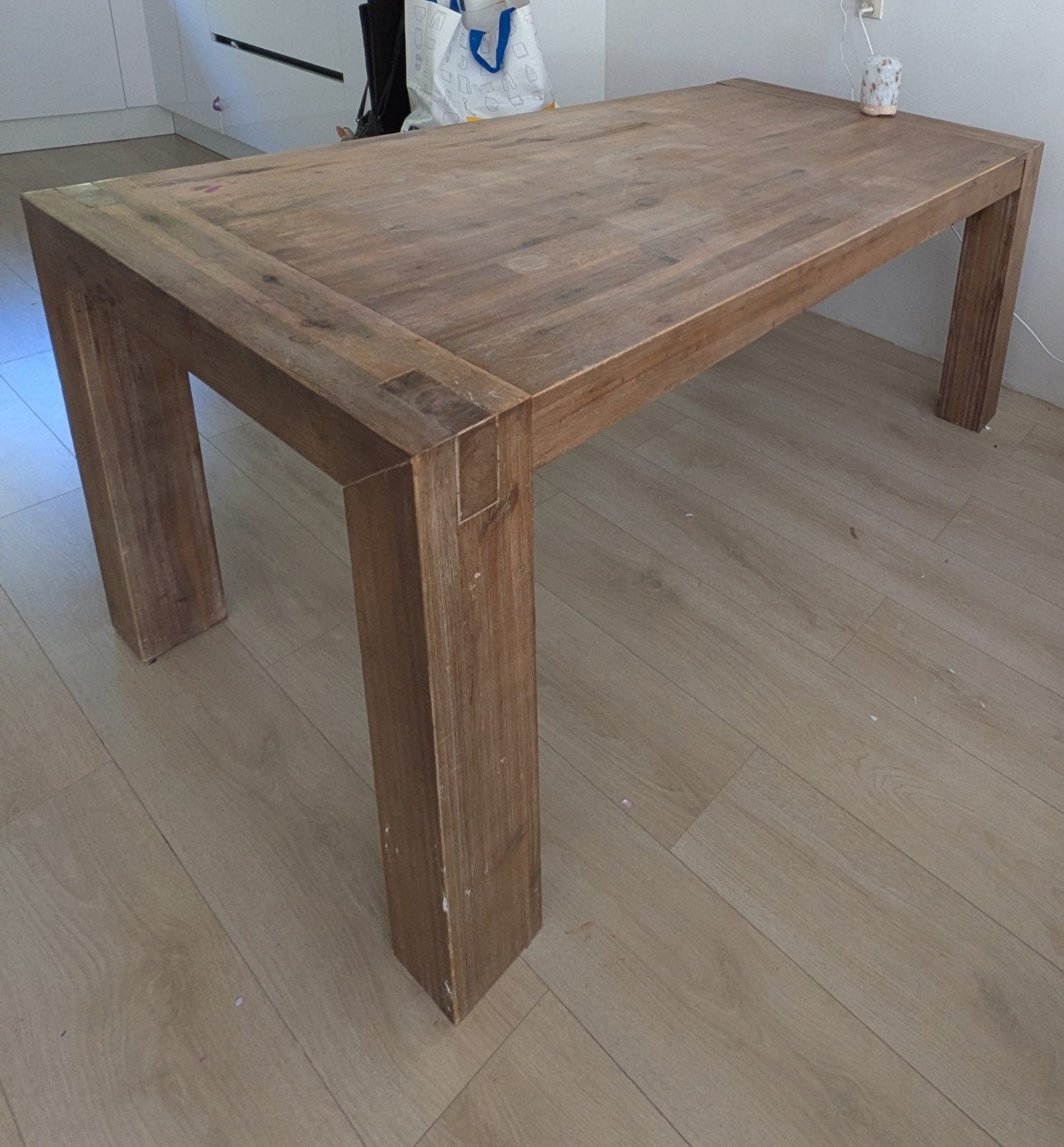 Gratis houten eettafel, Ophalen, Gebruikt, 50 tot 100 cm, 150 tot 200 cm
