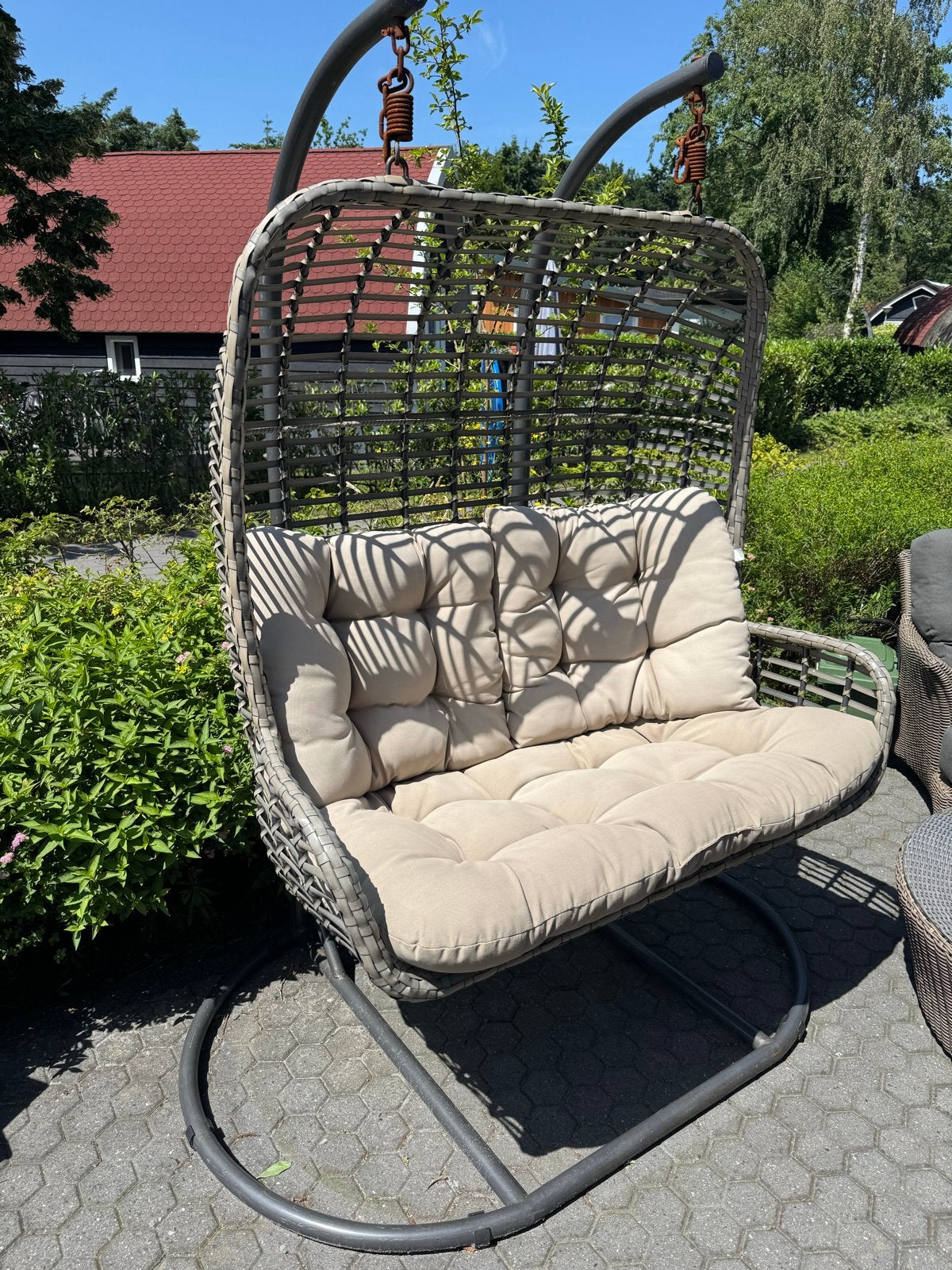 Sens Elza Relax 2-zits hangstoel, Zo goed als nieuw, Loungeset, Wicker, Stoel