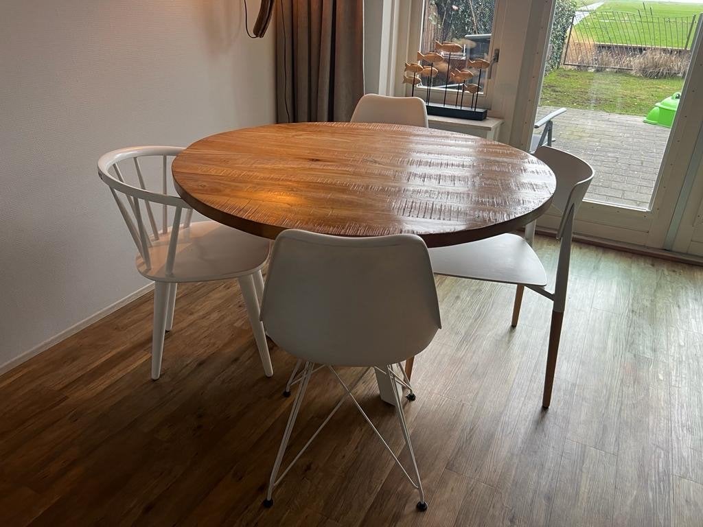 Eettafel Jackie Rond 150 cm - Robuust en Stijlvol, Ophalen, Gebruikt, 100 tot 150 cm, Rond