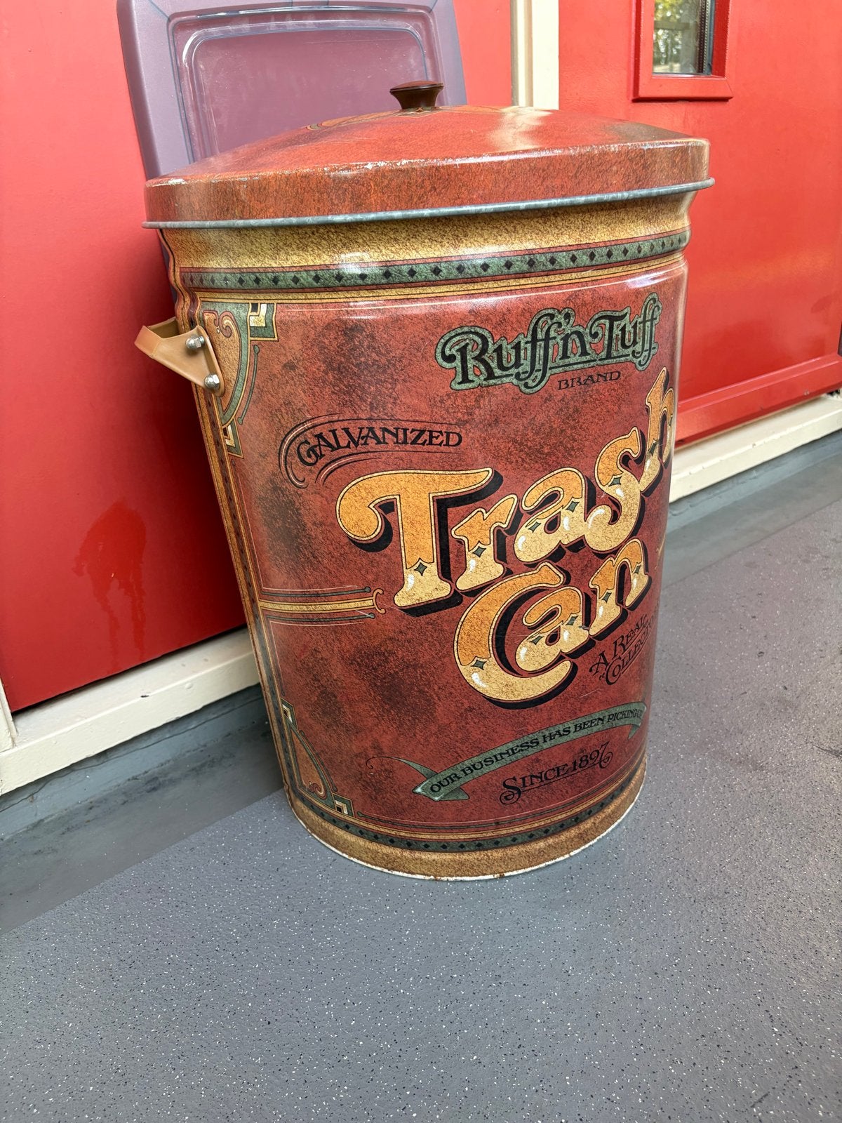 Vintage Ruffin'Tuff Brand Trash Can - Zeer Goede Staat, Vintage, Ophalen of Verzenden, Zo goed als nieuw, Metaal