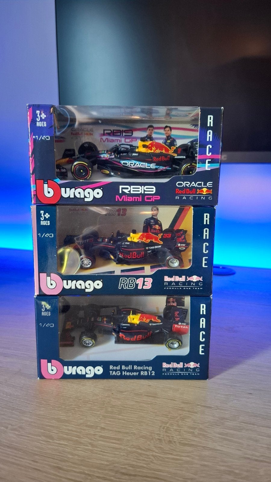 1:43 max verstappen schaalmodellen (miami RB19, RB13, RB12), Verzenden, Zo goed als nieuw