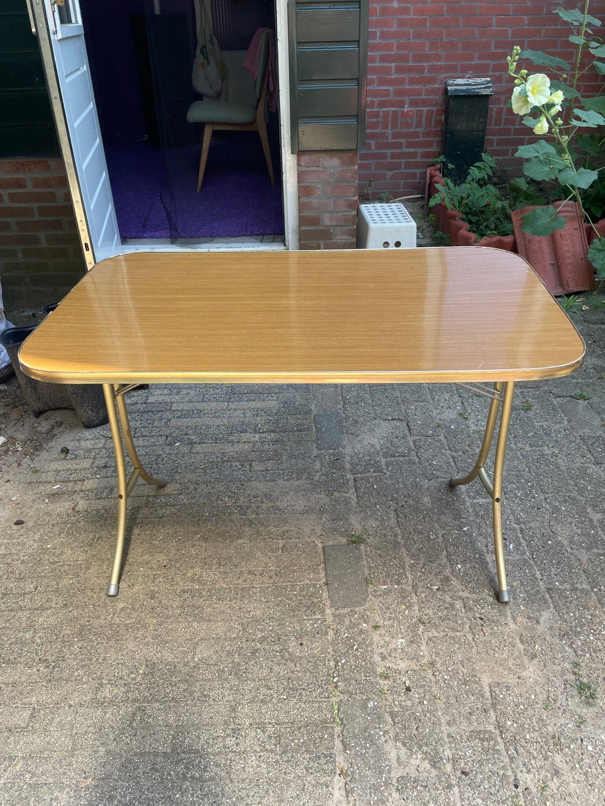 Vintage inklapbare tafel - handig en compact, Ophalen, Gebruikt, 100 tot 150 cm, Vintage