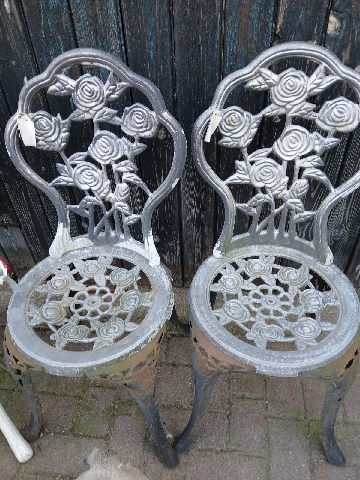 Set gietijzeren rozen stoelen, Ophalen, Gebruikt, Metaal