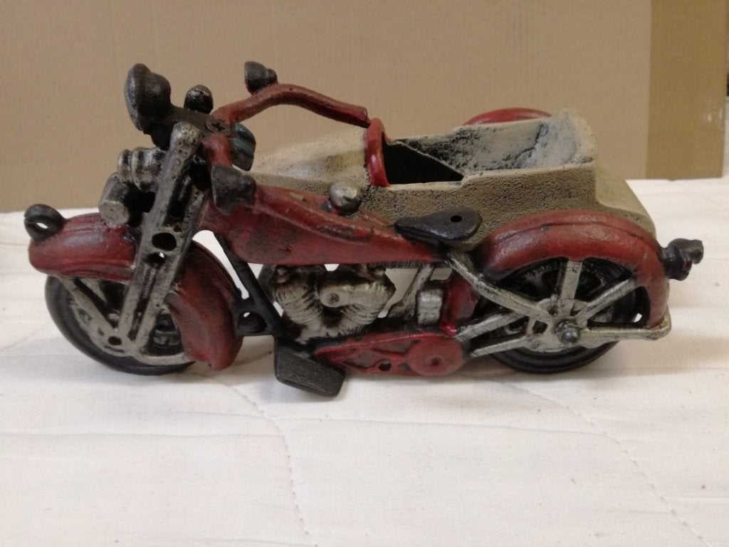 Hubley Motorcycle Harley with side car Cast Iron Toy., Ophalen of Verzenden, Gebruikt, Motoren