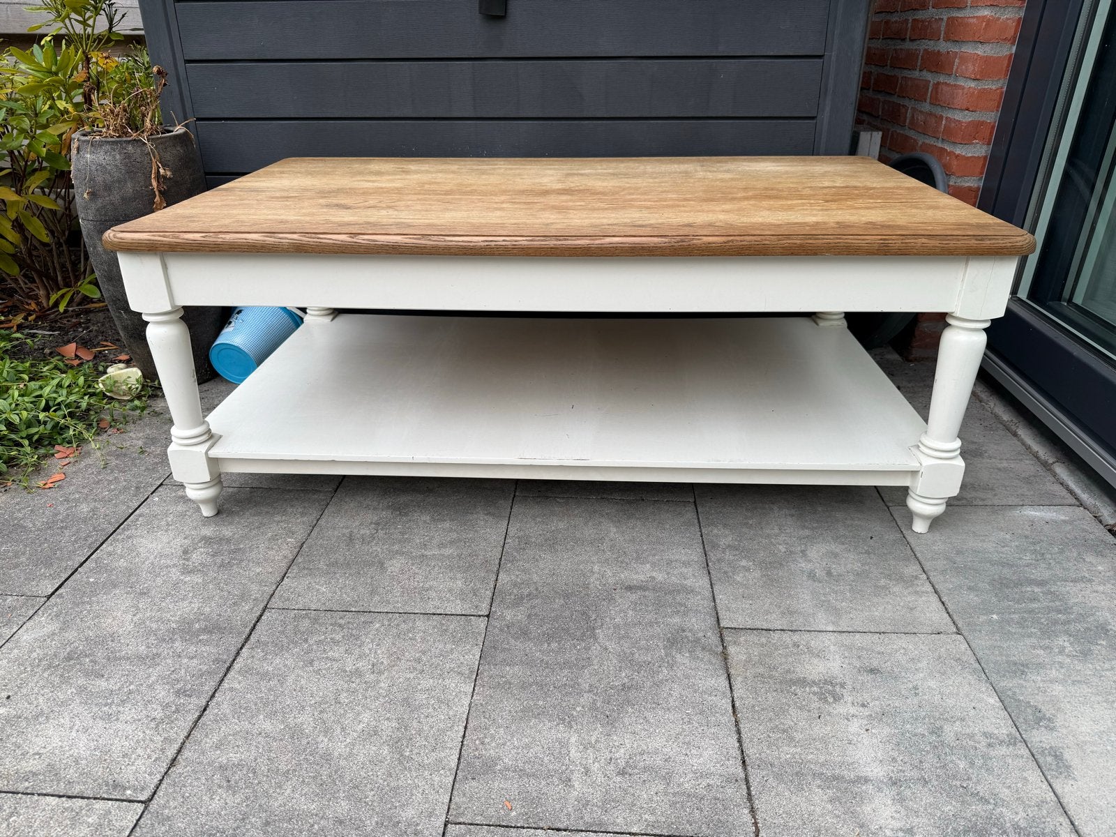 Salontafel met 2 rieten manden - 120x70x46 cm, Ophalen, Gebruikt, 100 tot 150 cm, 50 tot 100 cm