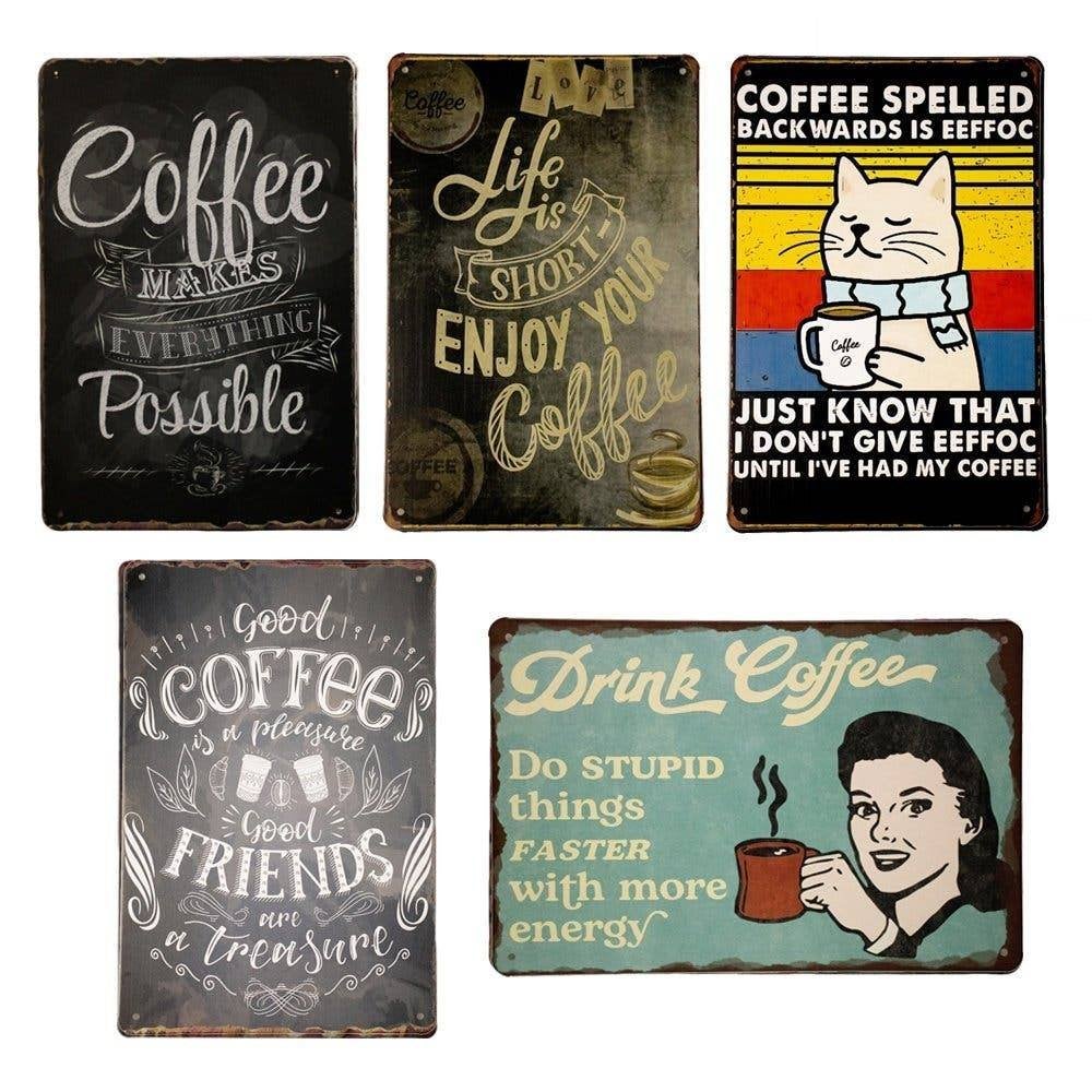 Koffie Metalen Borden - Tekstborden - 20x30cm - Wandbord
