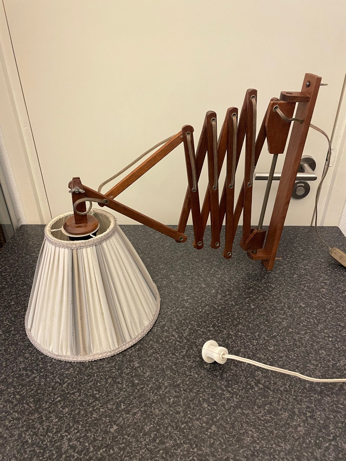 Vintage Teakhouten Schaarlamp - Scandinavisch Mid-Century, Antiek en Kunst, Ophalen of Verzenden