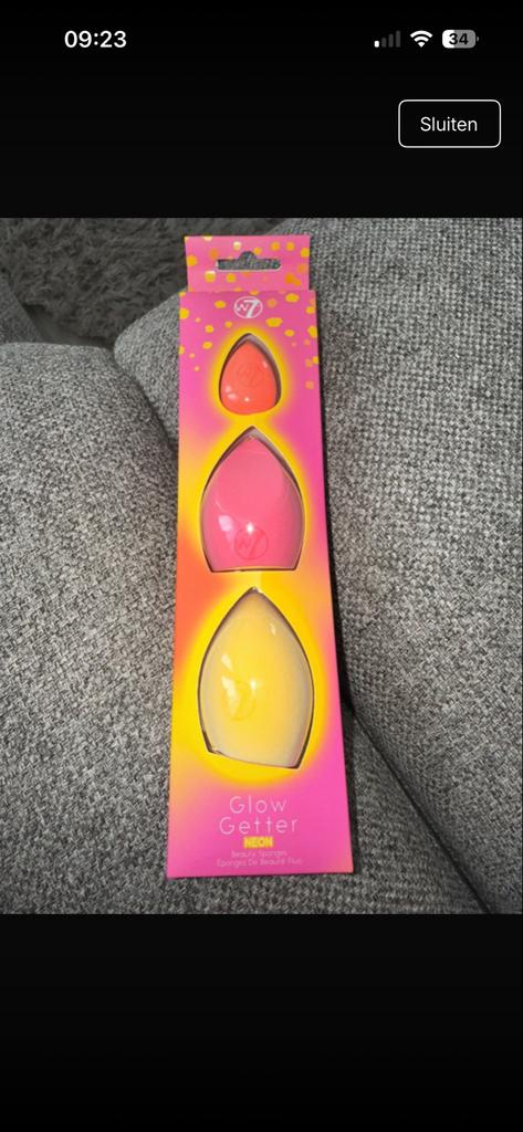 W7 Glow Getter Neon Beauty Sponges - Set van 3, Overige kleuren, Gehele gezicht, Nieuw, Ophalen of Verzenden