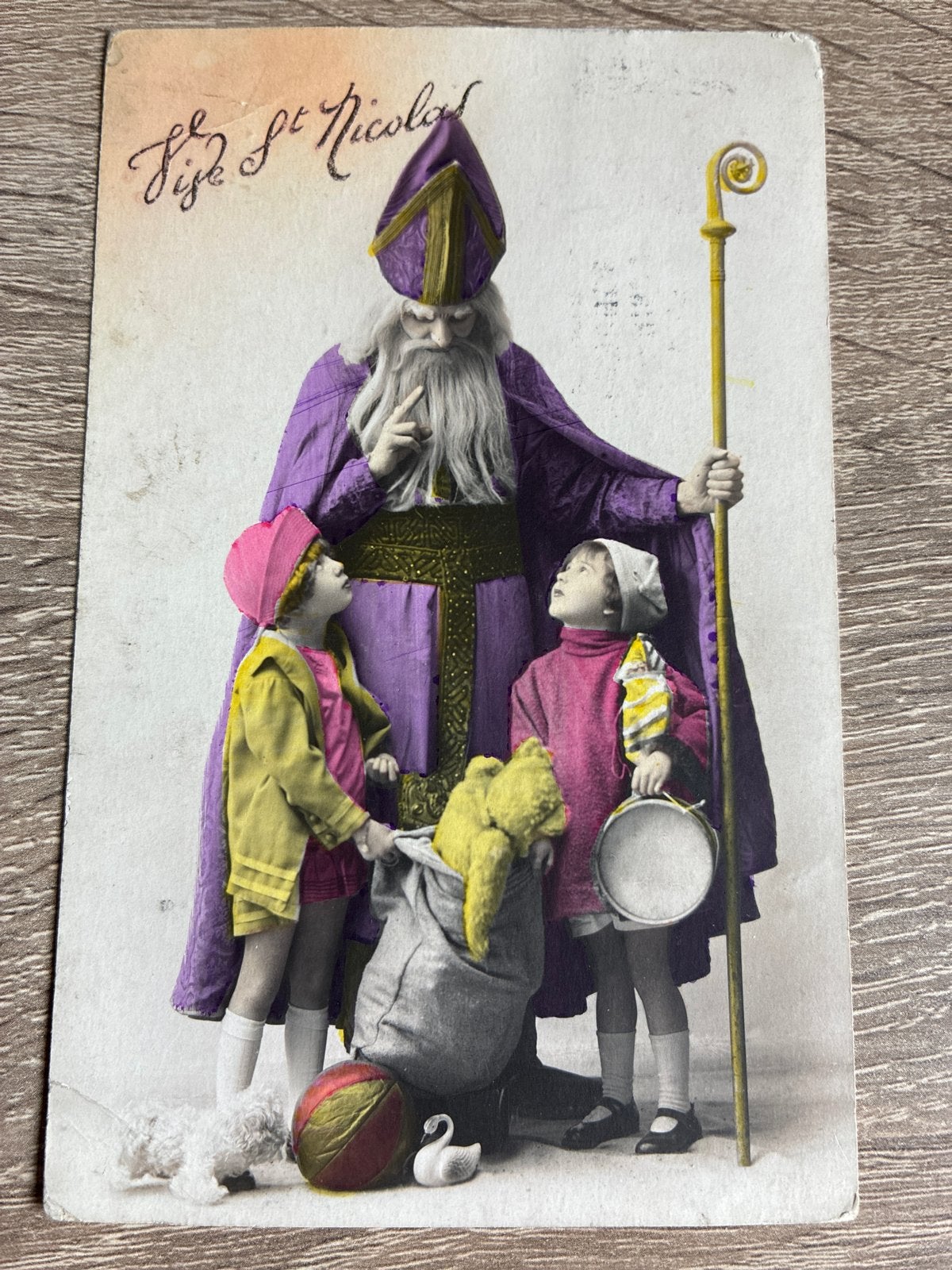 Oude ansichtkaart Sinterklaas met Kinderen 1930, Ophalen of Verzenden, 1920 tot 1940, Gelopen, Oost-Vlaanderen