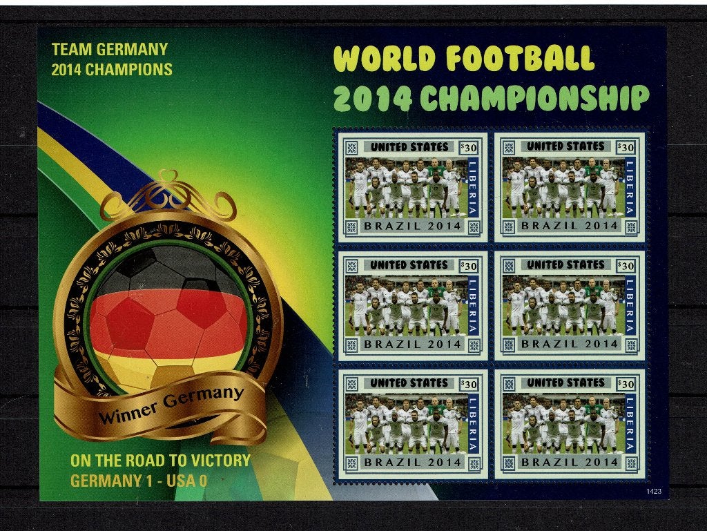 LIBERIA 2014 PF BLOK VOETBAL SOCCER SPORT, Ophalen of Verzenden, Postfris, Sport
