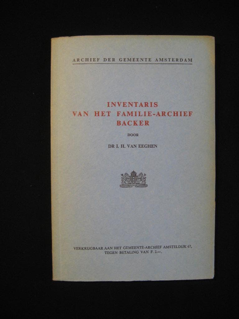 Genealogie. Inventaris van het familie-archief Backer., Boeken, Ophalen of Verzenden, Gelezen