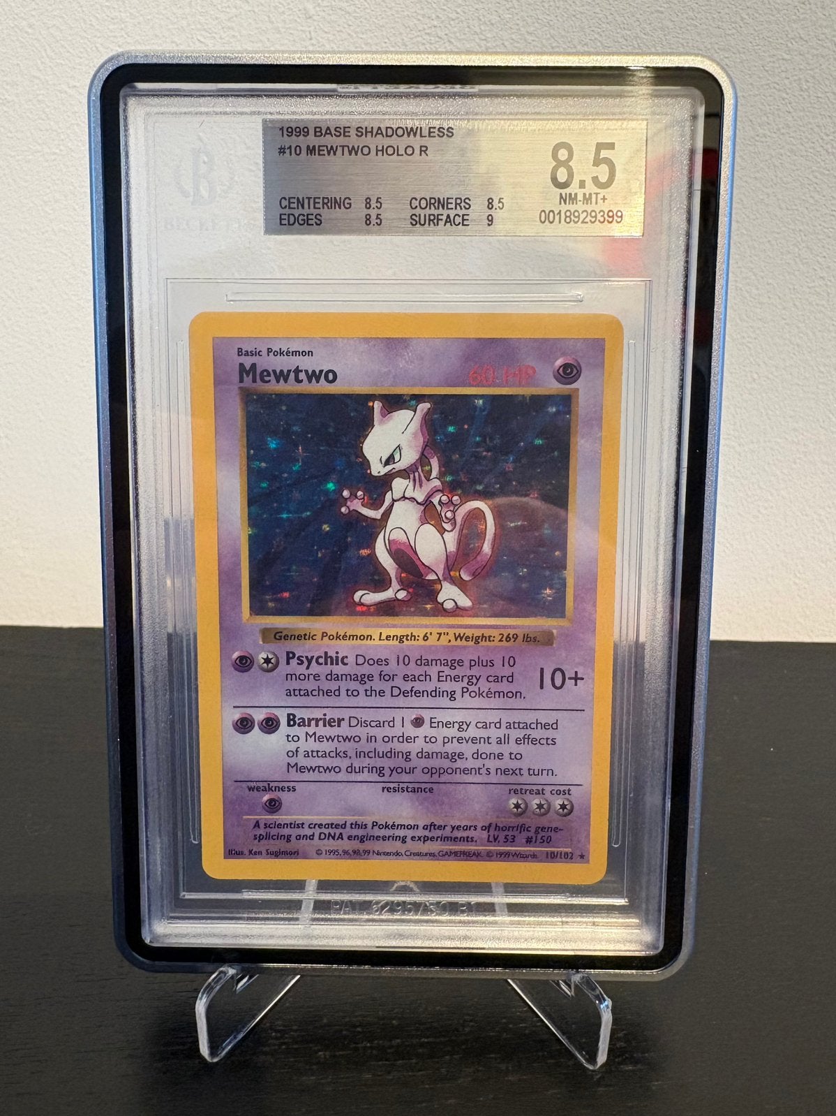 Shadowless Mewtwo 8.5 BGS, Ophalen, Zo goed als nieuw