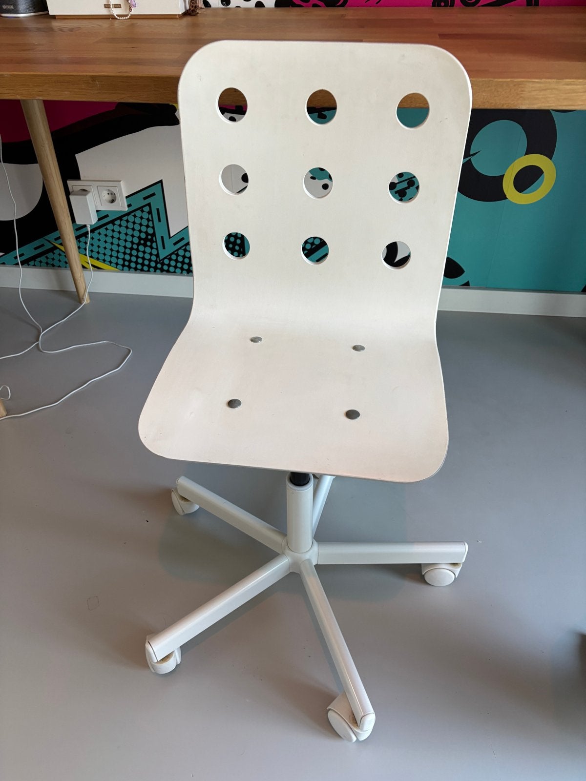 IKEA Jules Witte bureaustoel met wieltjes, Ophalen, Gebruikt, Wit, Bureaustoel