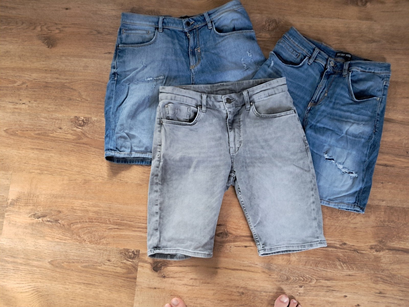 3x Heren spijkerbroek shorts - Blauw en Grijs, Kleding | Heren, Spijkerbroeken en Jeans, Ophalen, Onbekend, Blauw, Overige jeansmaten