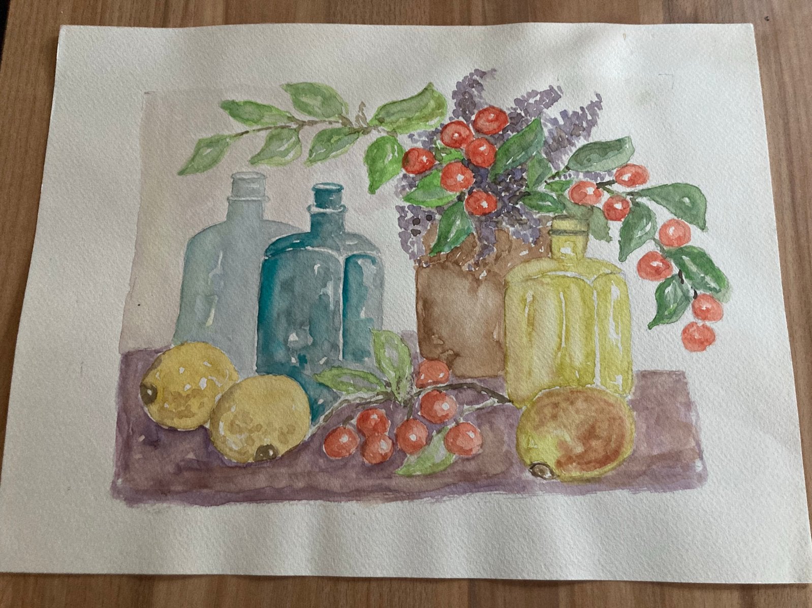 Aquarel stil leven herfst, Minder dan 50 cm, Oorspronkelijke maker, Nieuw, Ophalen of Verzenden