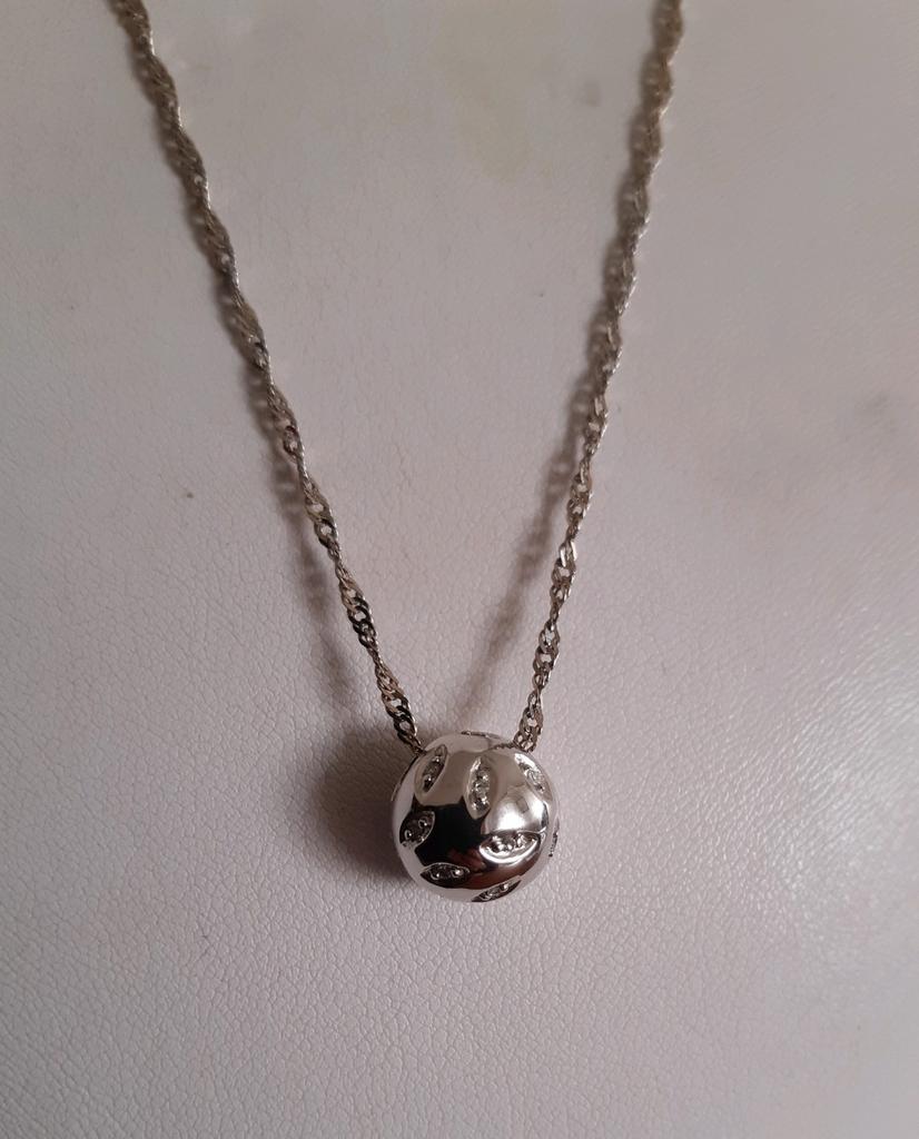 14 karaat witgouden ketting en kettinghanger met diamanten, Verzenden, Nieuw, Wit, Goud