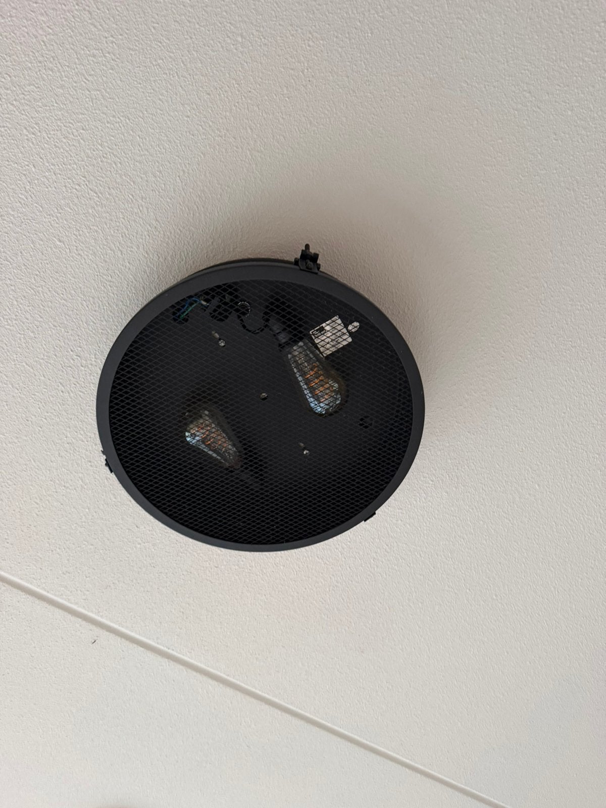 Industriële plafondlamp – zwart metaal – 3 lichtpunten, Ophalen, Zo goed als nieuw, Overige typen