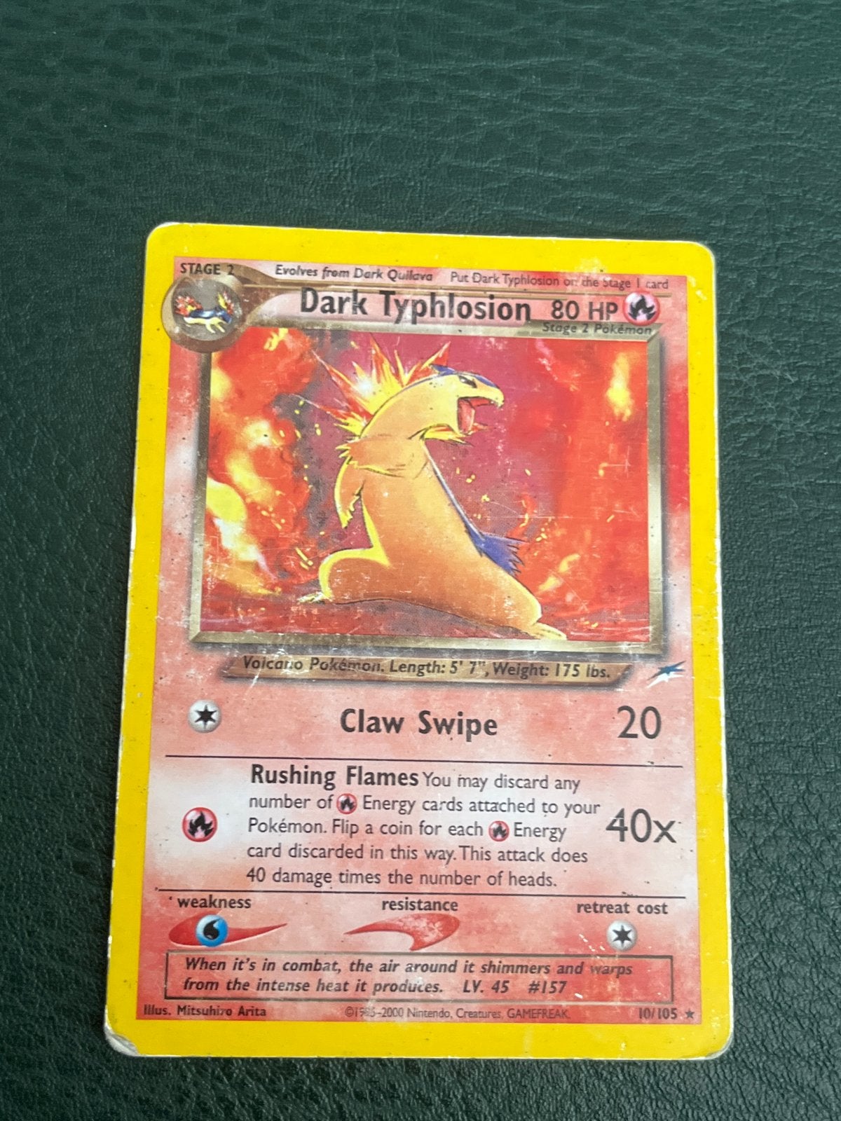 Dark Typhlosion Pokémon kaart 10/105, Ophalen of Verzenden, Gebruikt, Losse kaart