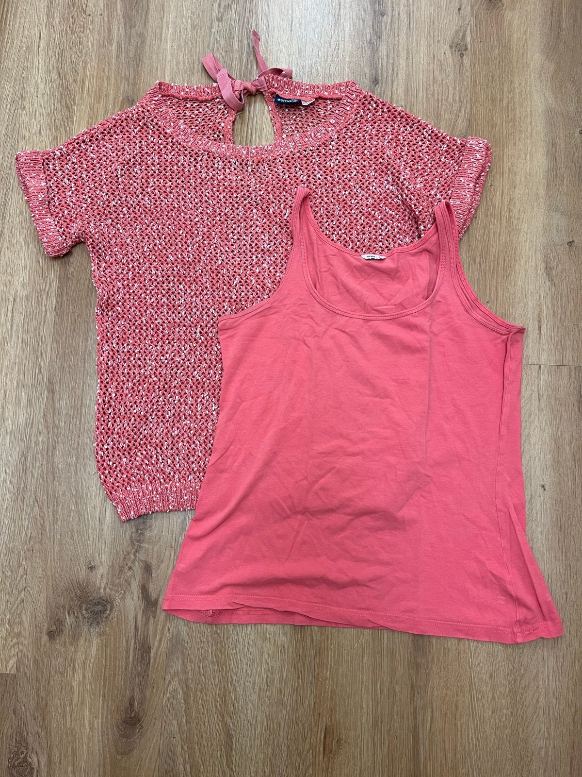 Set: Roze gebreide trui (Esmara) & roze top (Hema), Maat 42/44 (L), Ophalen of Verzenden, Korte mouw, Roze