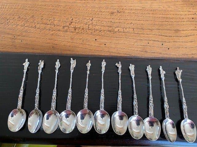 11 Antieke zilveren Apostel lepeltjes begin 1900, Antiek en Kunst, Ophalen of Verzenden