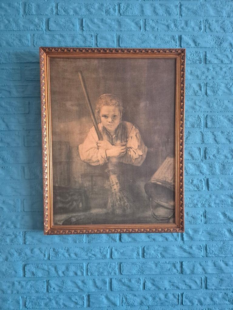 Meisje met een bezem replica van Rembrandt, Antiek en Kunst, Ophalen of Verzenden