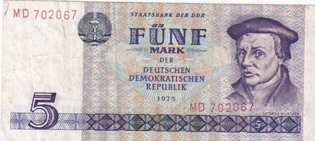 DDR 5 mark 1975, Postzegels en Munten, Bankbiljetten | Europa | Niet-Eurobiljetten, Verzenden, Duitsland, Los biljet