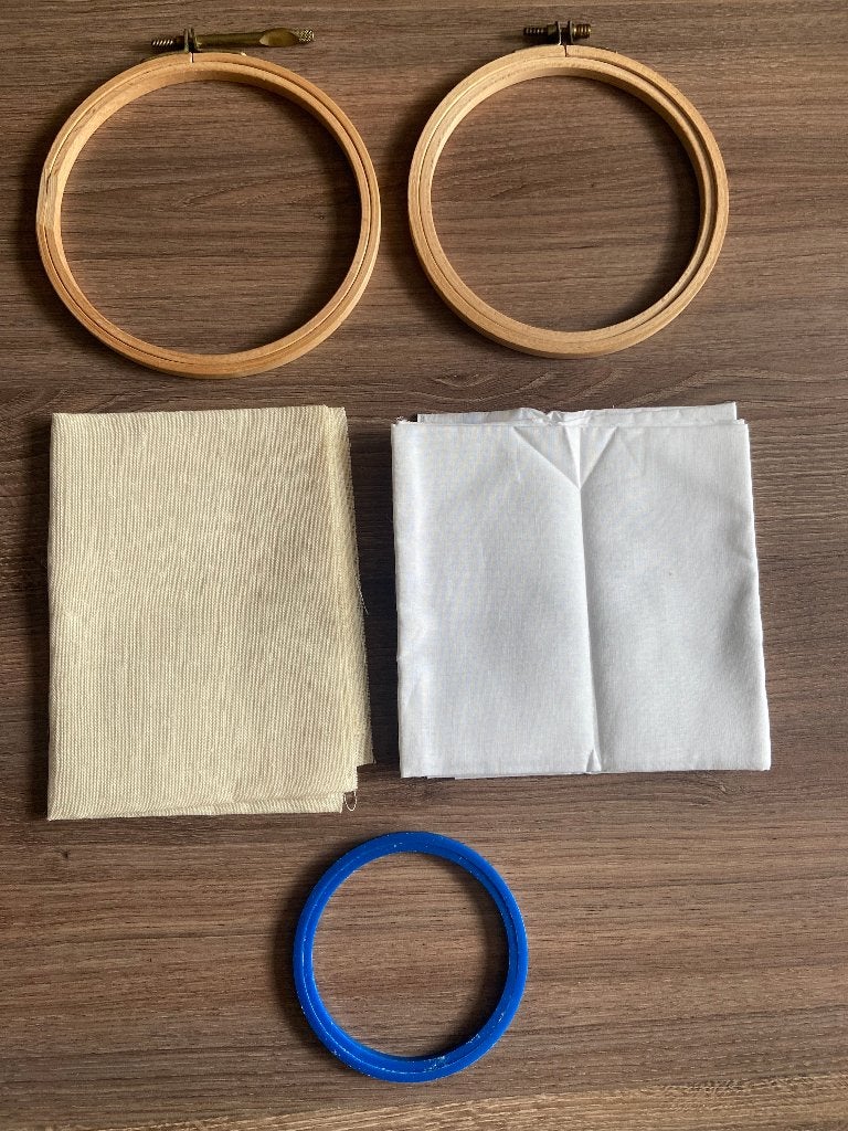 3 Borduurringen Hout  Borduren Ring Stof Linnen Katoen, Ophalen of Verzenden, Gebruikt, Overige typen